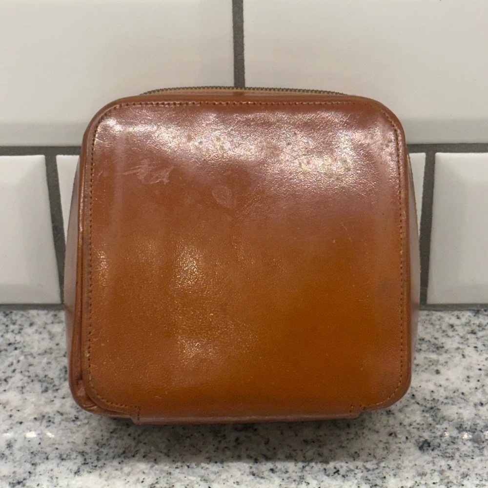 Norelco Mens Speedshaver Cream Vintage Rotary Razor Tan Leather Case MCM Retro